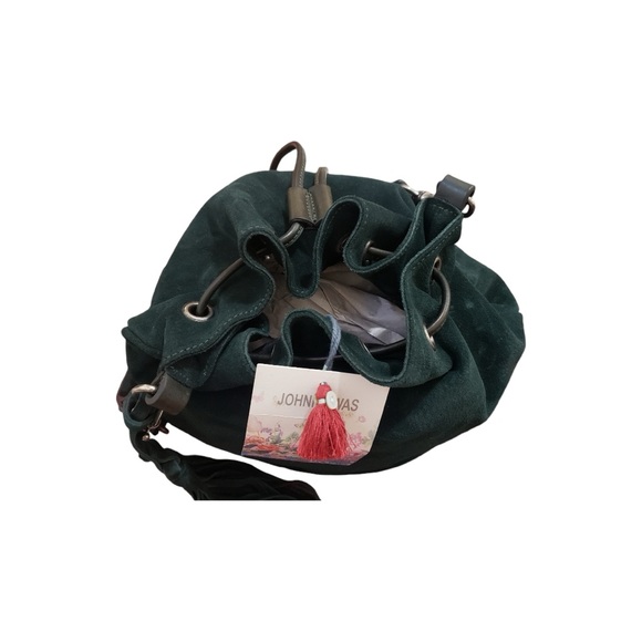 Johnny Was Los Angeles NWT Green Suede Drawstring Bag - Picture 2 of 12
